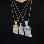 GL Silver Full Moissanite Garland Corolla Jesus Pendant