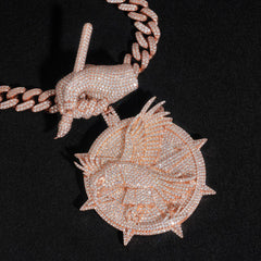 GL Iced Out Hip Hop Gothic Rose Cross Moissanite Diamond Pendant