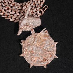 GL Iced Out Hip Hop Gothic Rose Cross Moissanite Diamond Pendant