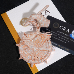 GL Iced Out Hip Hop Gothic Rose Cross Moissanite Diamond Pendant