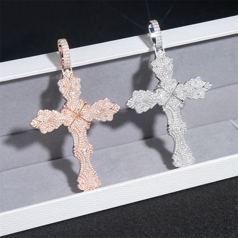 GL Iced Out Cross Hip Hop Silver VVS Moissanite Pendant