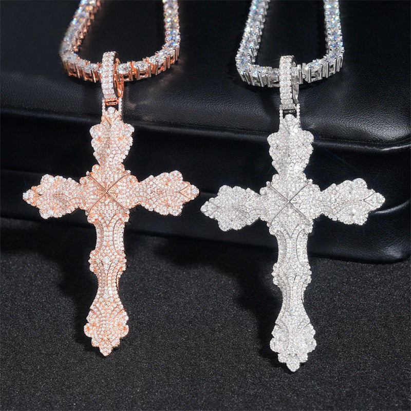 GL Iced Out Cross Hip Hop Silver VVS Moissanite Pendant Secondary image