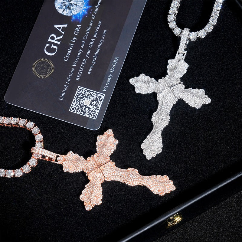 GL Iced Out Cross Hip Hop Silver VVS Moissanite Pendant