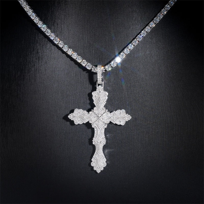 GL Iced Out Cross Hip Hop Silver VVS Moissanite Pendant