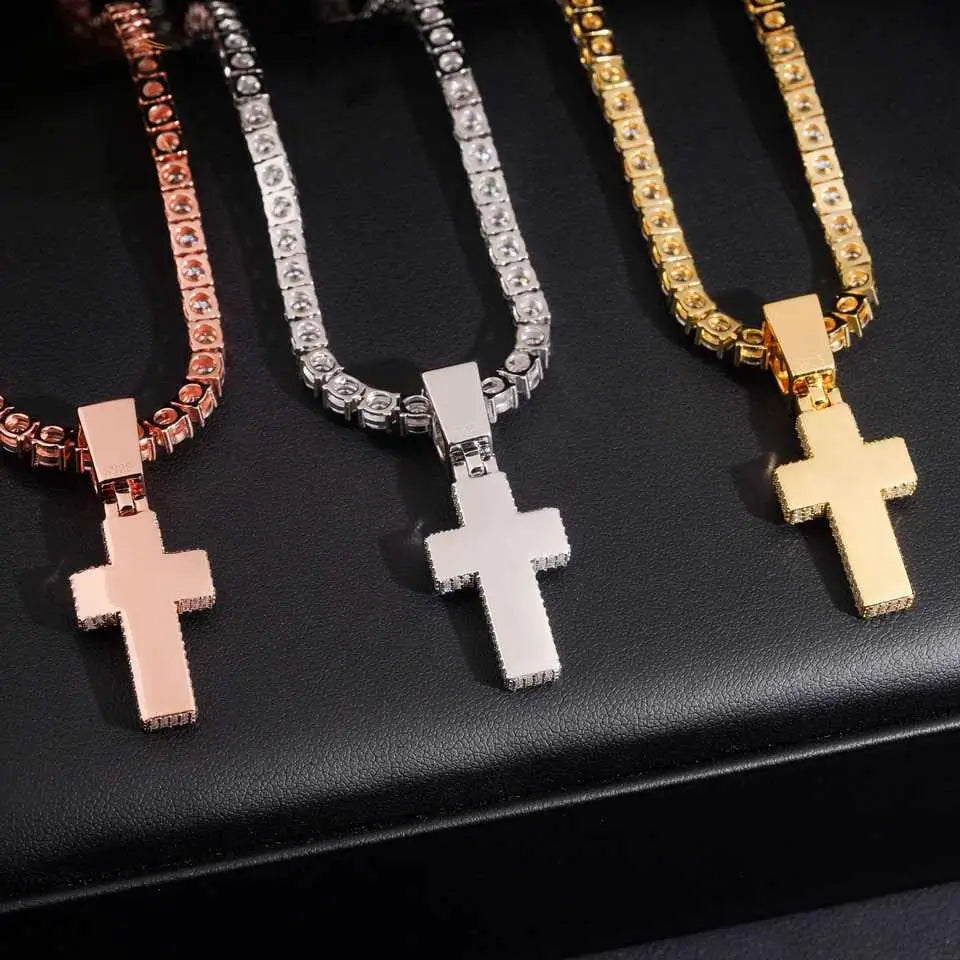 S925 Density Micro Paved VVS Moissanite Cross Pendant