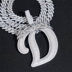 GL Over Size Thorn Letter D Hip Hop Silver Moissanite Pendant