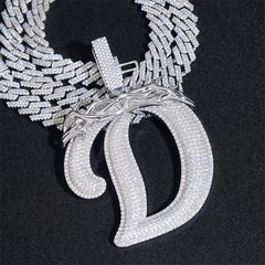 GL Over Size Thorn Letter D Hip Hop Silver Moissanite Pendant