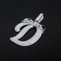GL Over Size Thorn Letter D Hip Hop Silver Moissanite Pendant