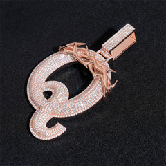 GL Over Size Thorn Letter Q Hip Hop Silver Moissanite Pendant