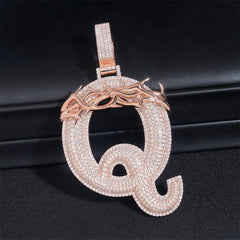 GL Over Size Thorn Letter Q Hip Hop Silver Moissanite Pendant