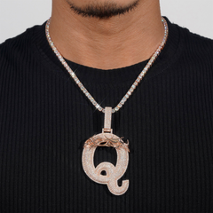 GL Over Size Thorn Letter Q Hip Hop Silver Moissanite Pendant
