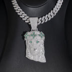 GL Silver Full Moissanite Garland Corolla Jesus Pendant