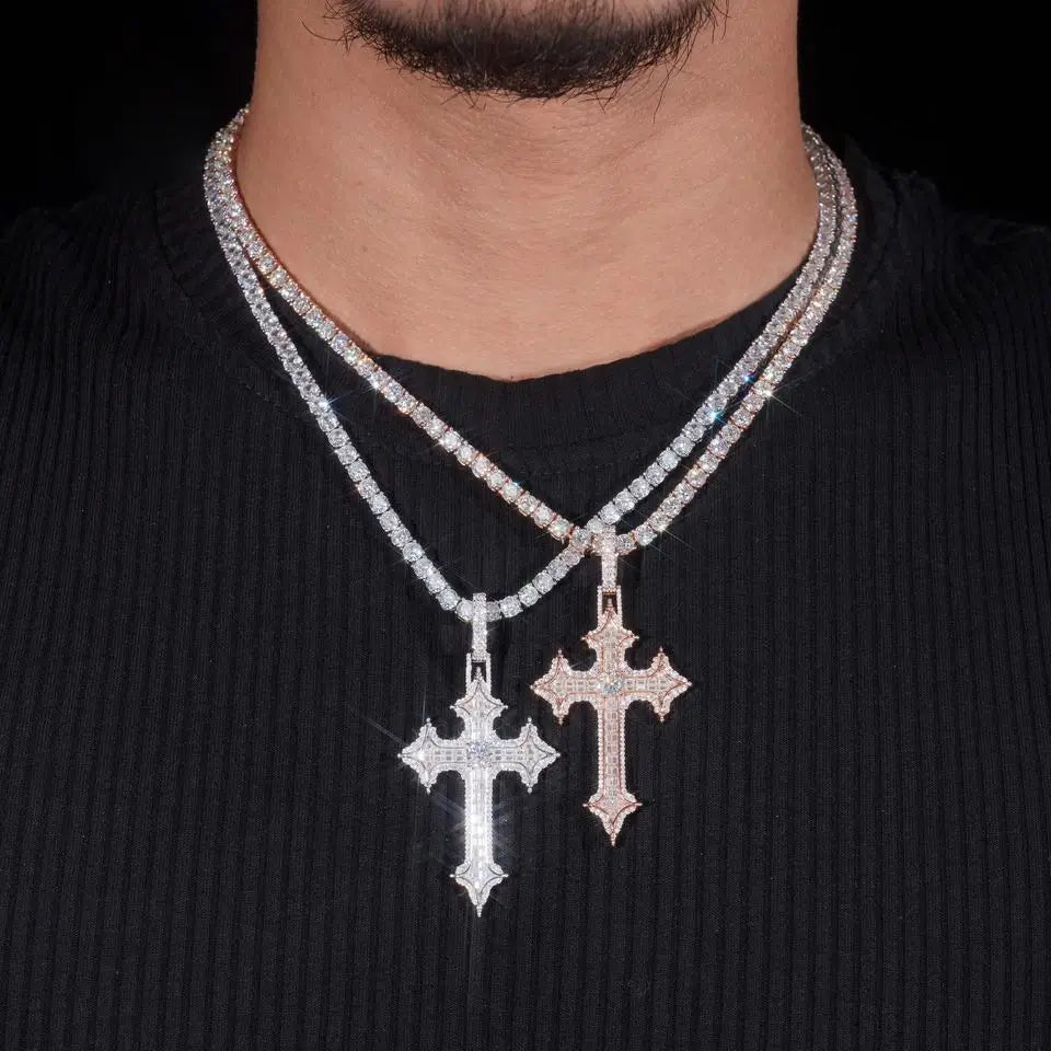 Regal Ice VVS Moissanite  Cross Pendant