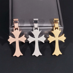 Fully Iced S925 Silver VVS Moissanite Fleur Cross Pendant