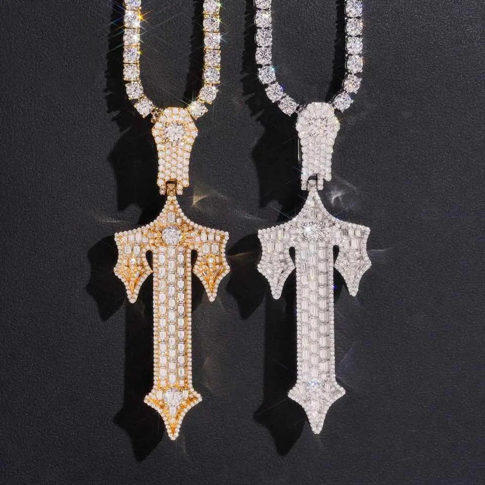 VVS Moissanite Trapstar T Cross Pendant S925 Silver Immagine secondaria del prodotto
