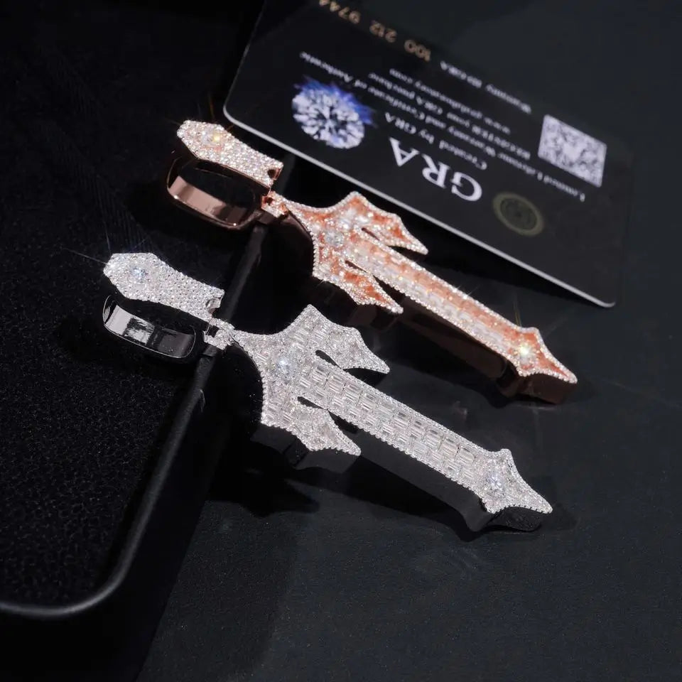 VVS Moissanite Trapstar T Cross Pendant S925 Silver