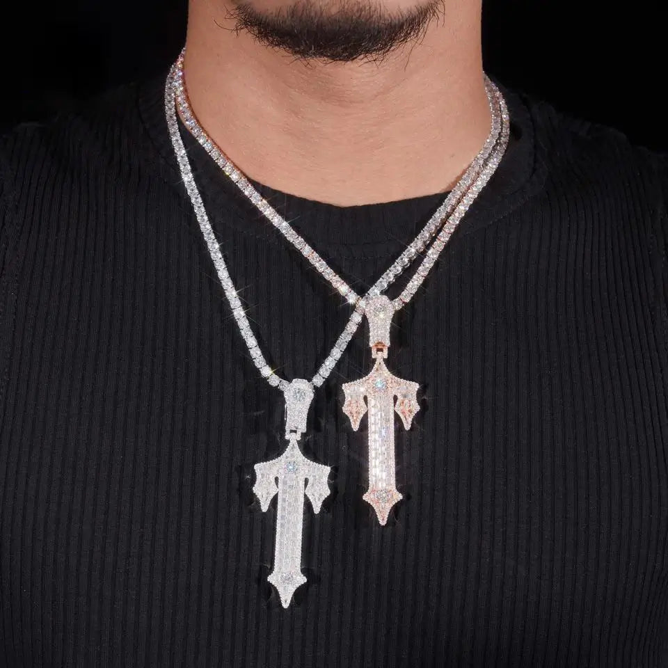 VVS Moissanite Trapstar T Cross Pendant S925 Silver Immagine principale del prodotto
