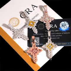 GL Notre Dame Cross Colored Moissanite Diamond Pendant