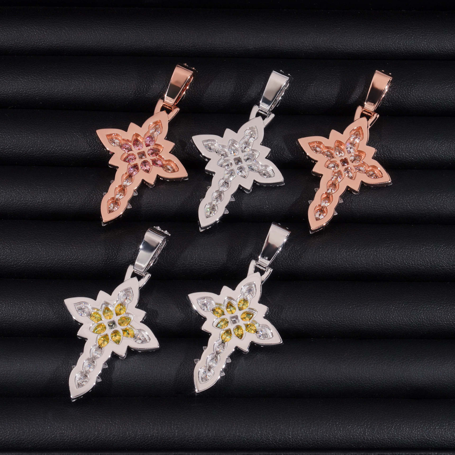 GL Notre Dame Cross Colored Moissanite Diamond Pendant