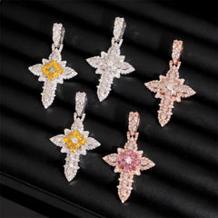 GL Notre Dame Cross Colored Moissanite Diamond Pendant