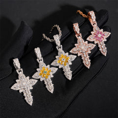 GL Notre Dame Cross Colored Moissanite Diamond Pendant