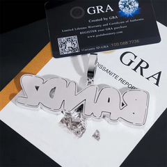 GL BANDZ Letter Pendant Full Inlaid VVS Moissanite Diamonds S925 Silver