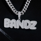 GL BANDZ Letter Pendant Full Inlaid VVS Moissanite Diamonds S925 Silver