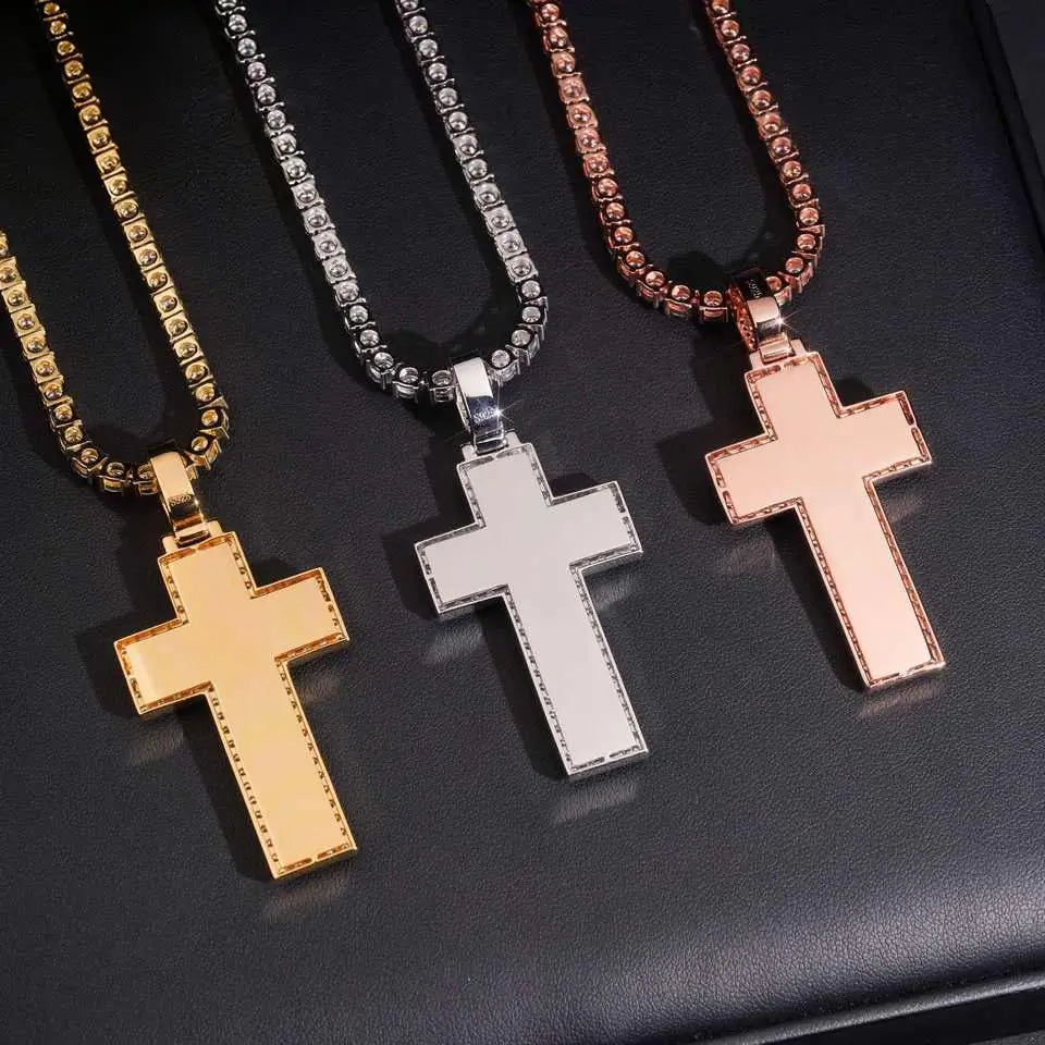 Emerald Stone VVS Moissanite Hip-Hop Cross Pendant