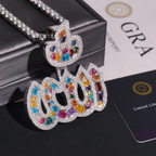 Iced Out VVS Colorful Moissanite Allah Pendant