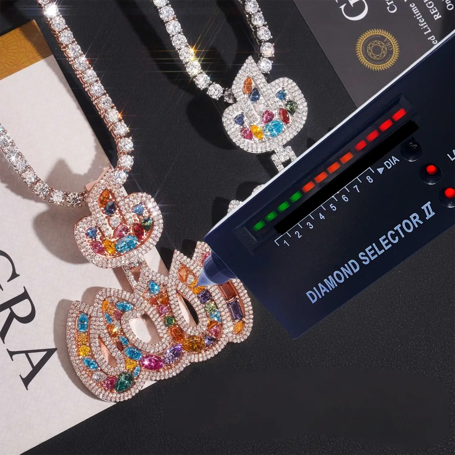 Iced Out VVS Colorful Moissanite Allah Pendant