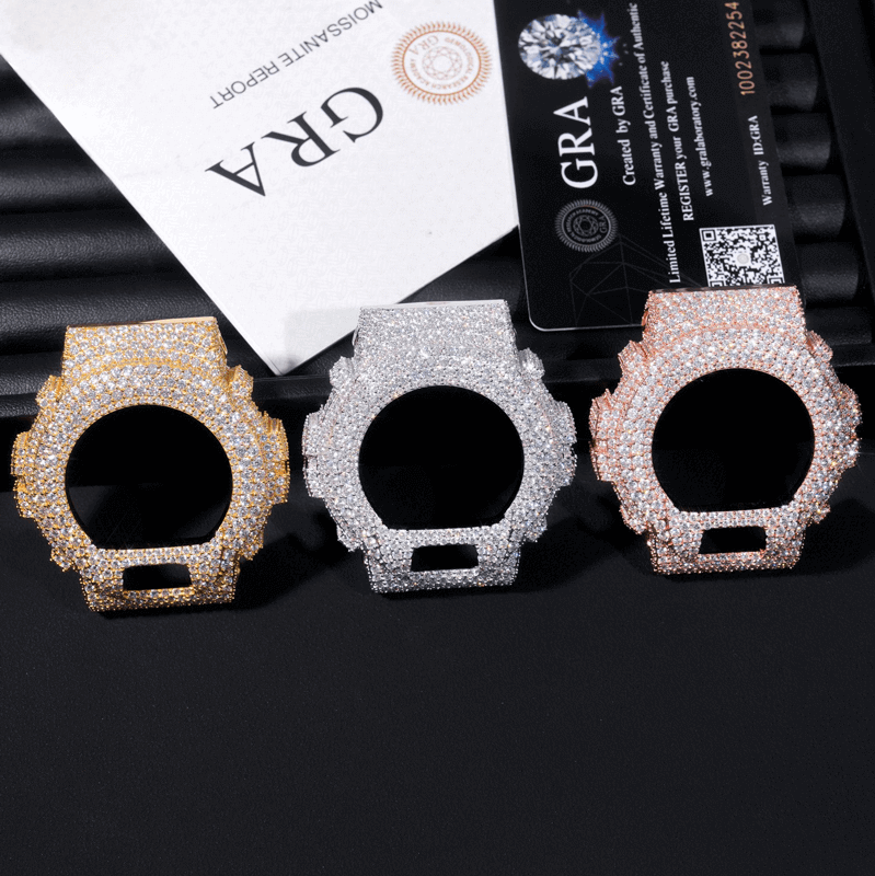 13.58 CT Iced Out G Shock DW6900 Moissanite Diamond Custom Watch Case