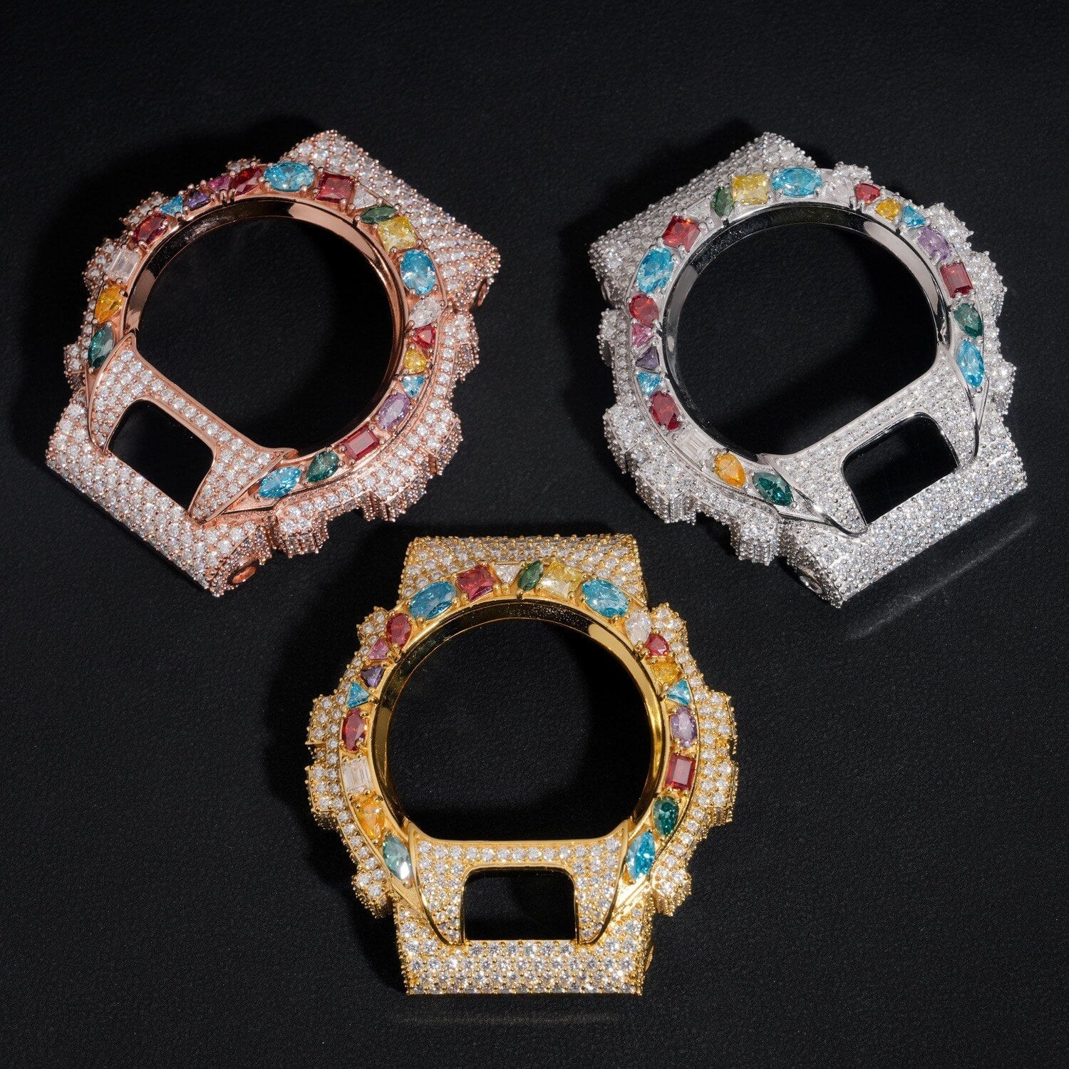 New Design DW6900 Model Mixed Color Moissanite Buss Down Watch Bezel