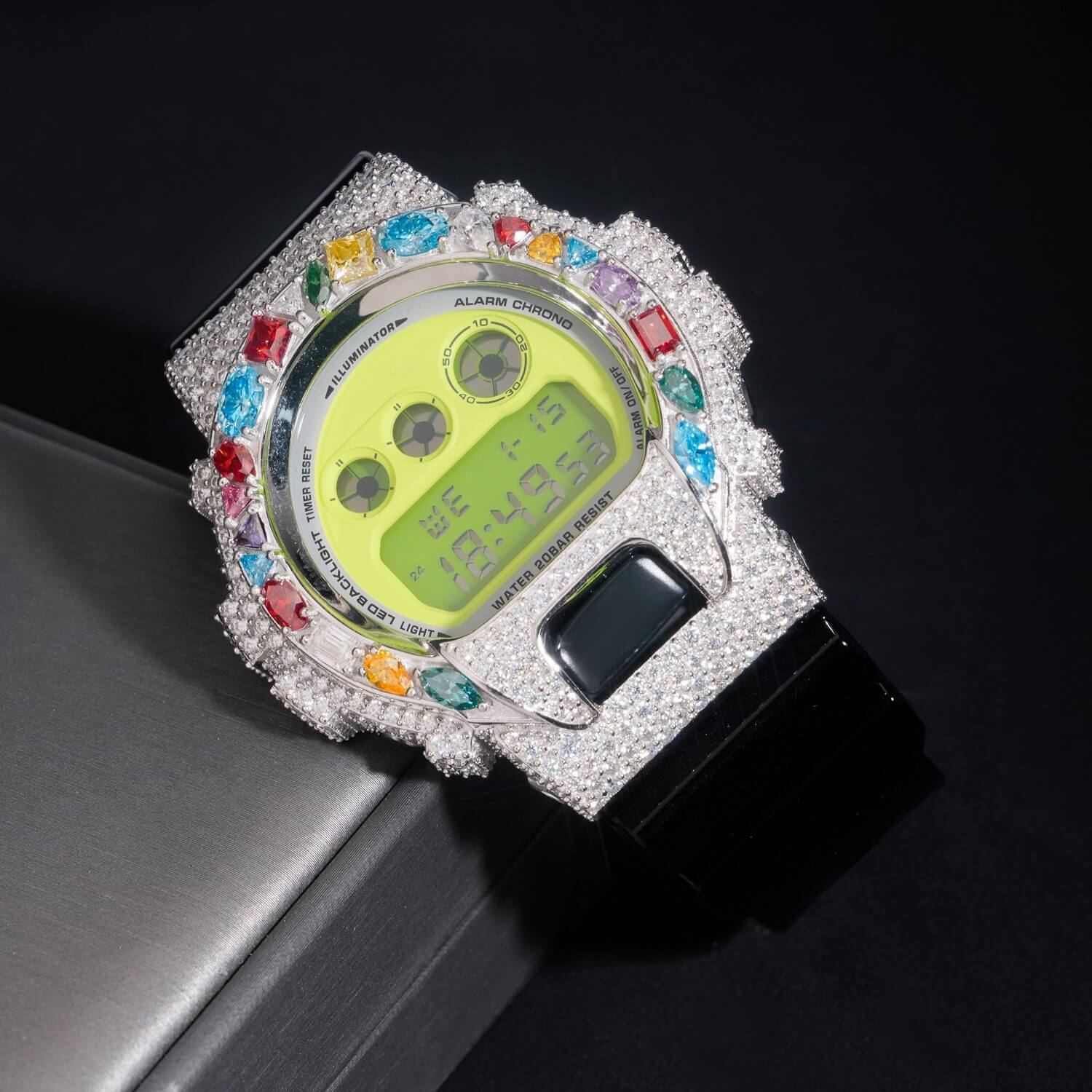 New Design DW6900 Model Mixed Color Moissanite Buss Down Watch Bezel