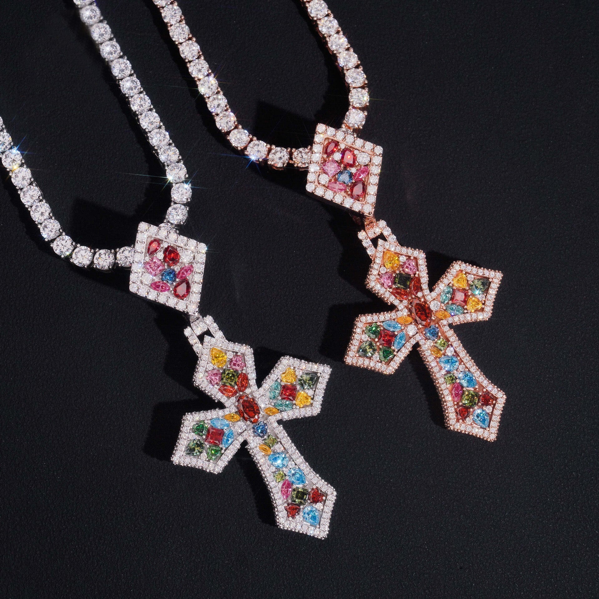 GL Color Cross Hip Hop Silver Color Moissanite Pendant Secondary image