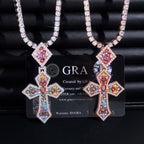 GL Color Cross Hip Hop Silver Color Moissanite Pendant