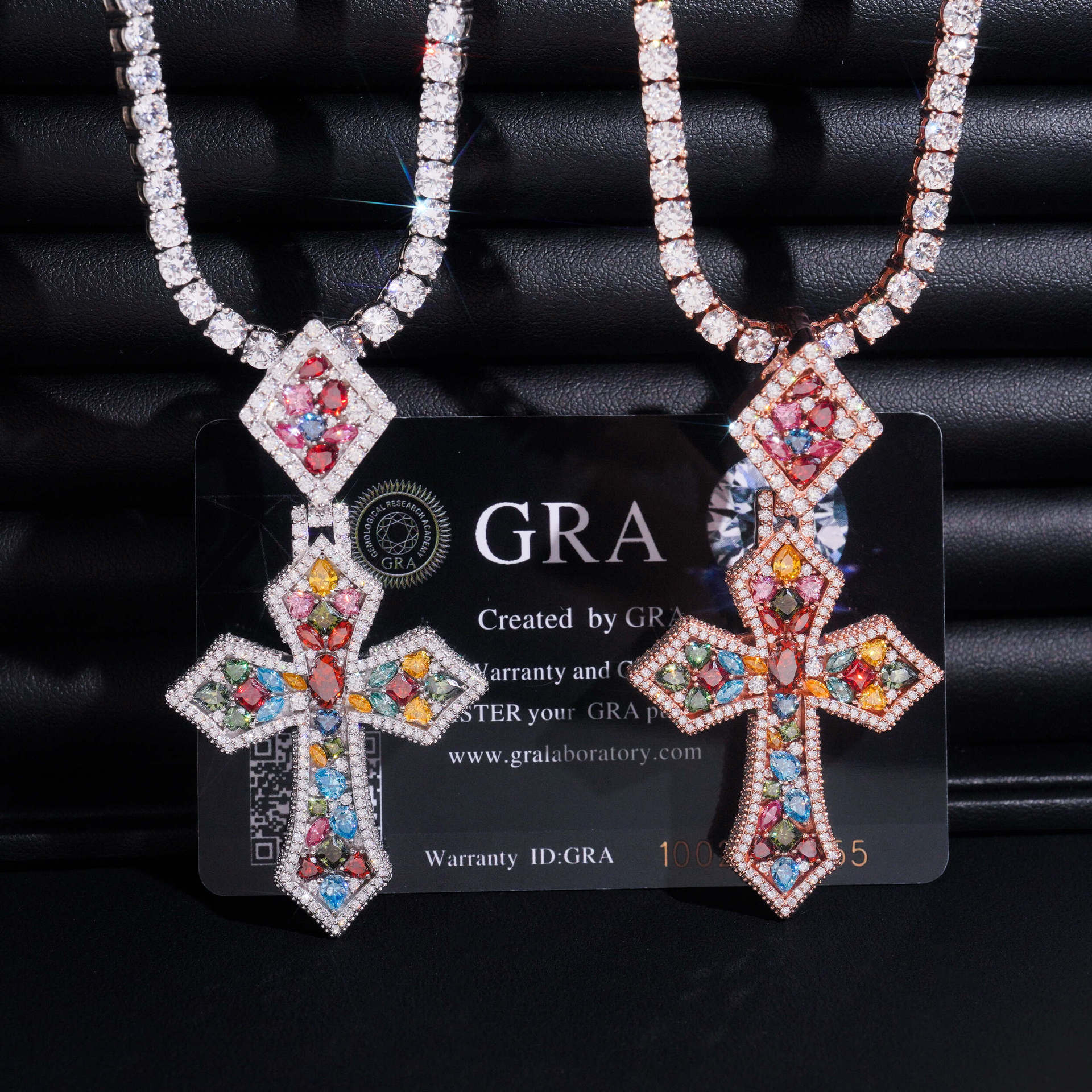GL Color Cross Hip Hop Silver Color Moissanite Pendant