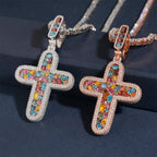 GL Color Rounded Cross Hip Hop Silver VVS Moissanite Pendant