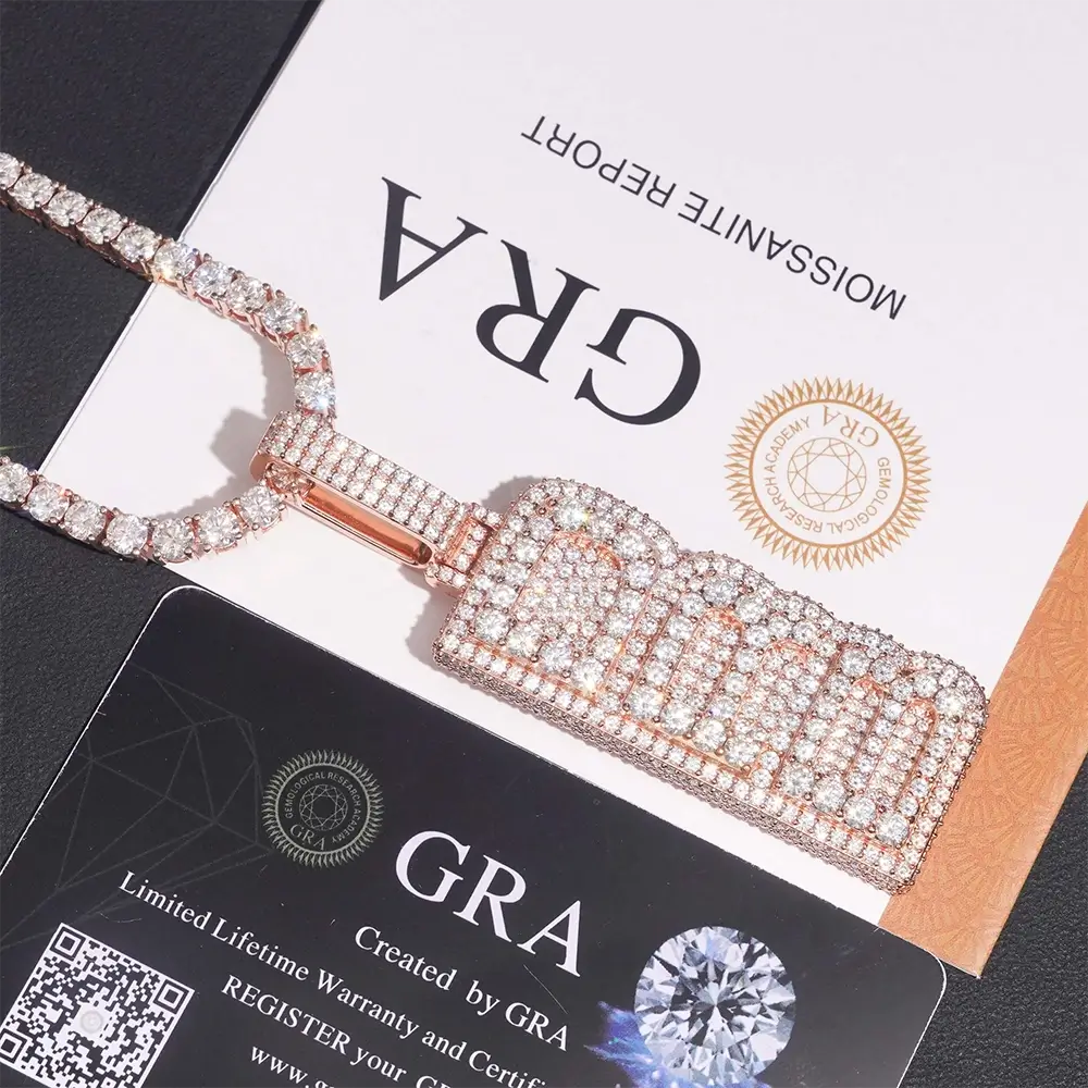 Custom VVS Baguette Moissanite Letter Pendant