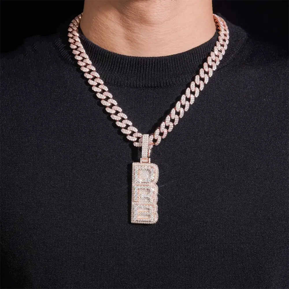 Custom VVS Baguette Moissanite Letter Pendant Main image