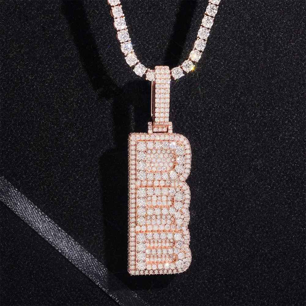 Custom VVS Baguette Moissanite Letter Pendant
