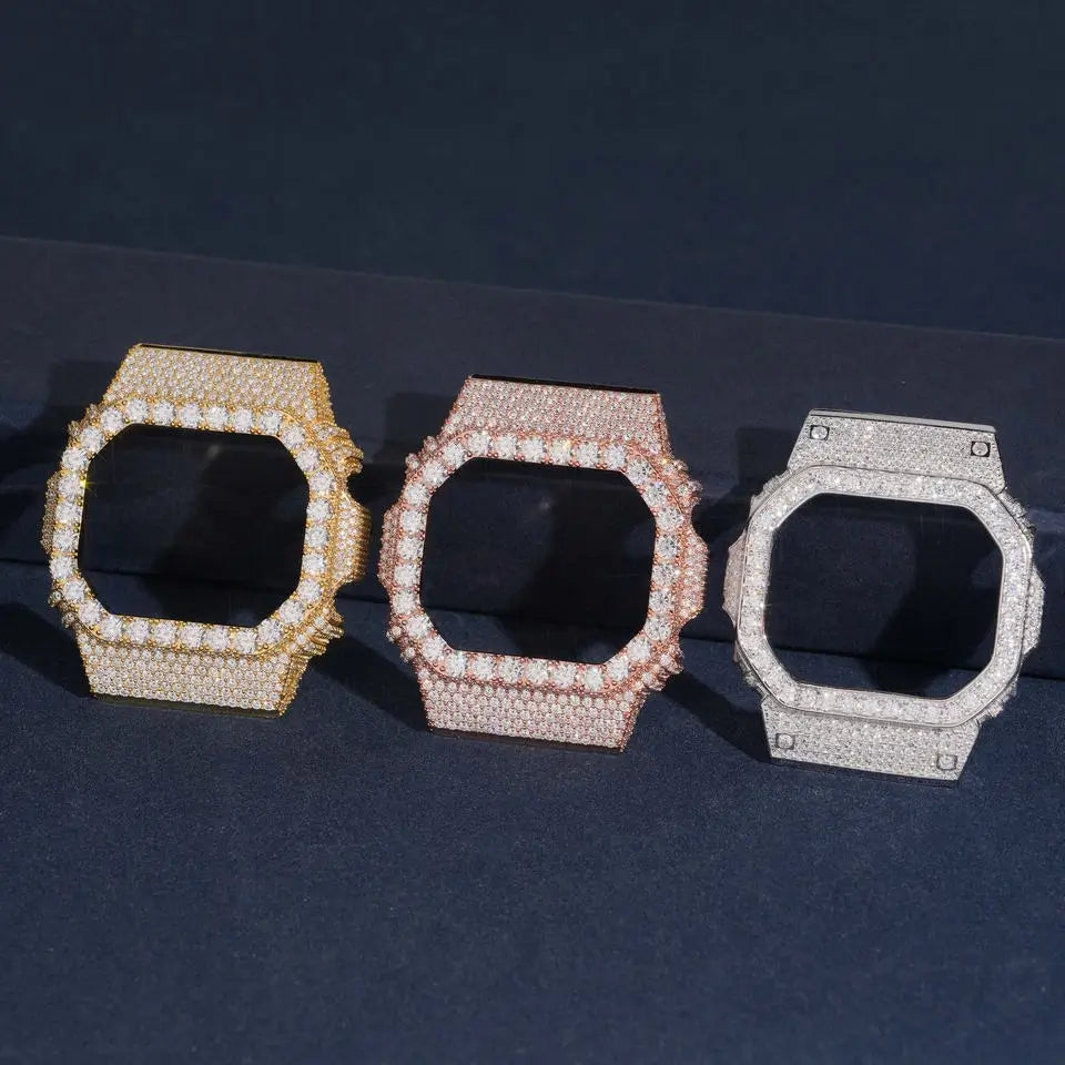 Premium Iced Out VVS  Moissanite Watch Case for Casio DW5600