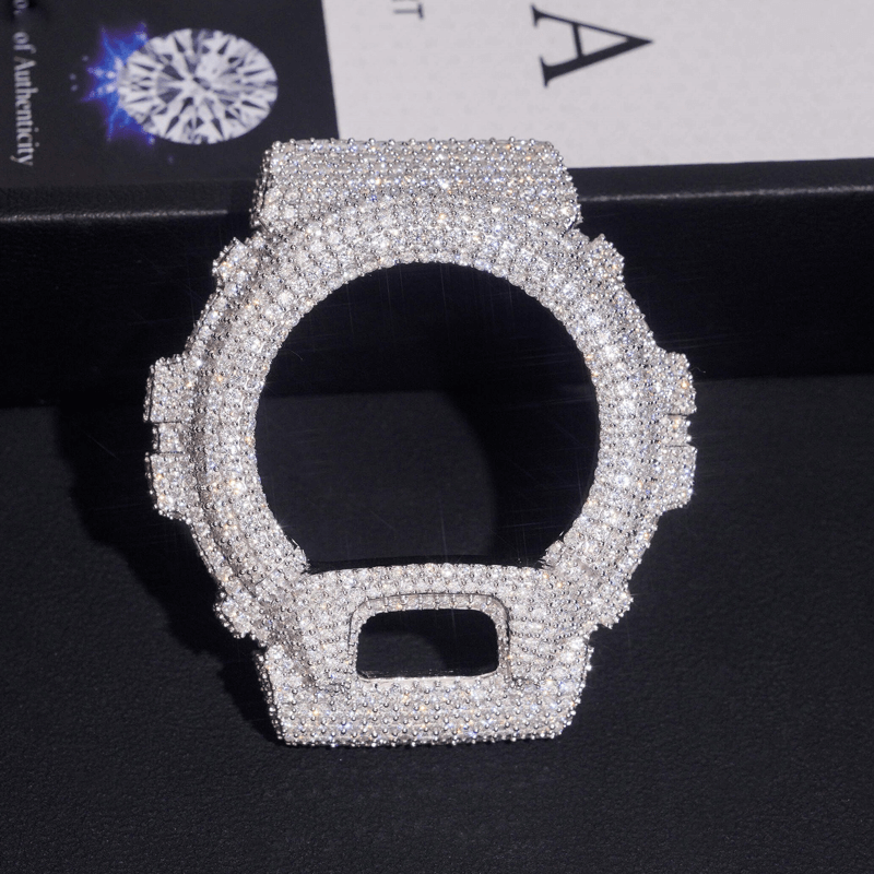 Iced Out D  Color Moissanite Flawless Clarity Bezel & Buckle Watch Case