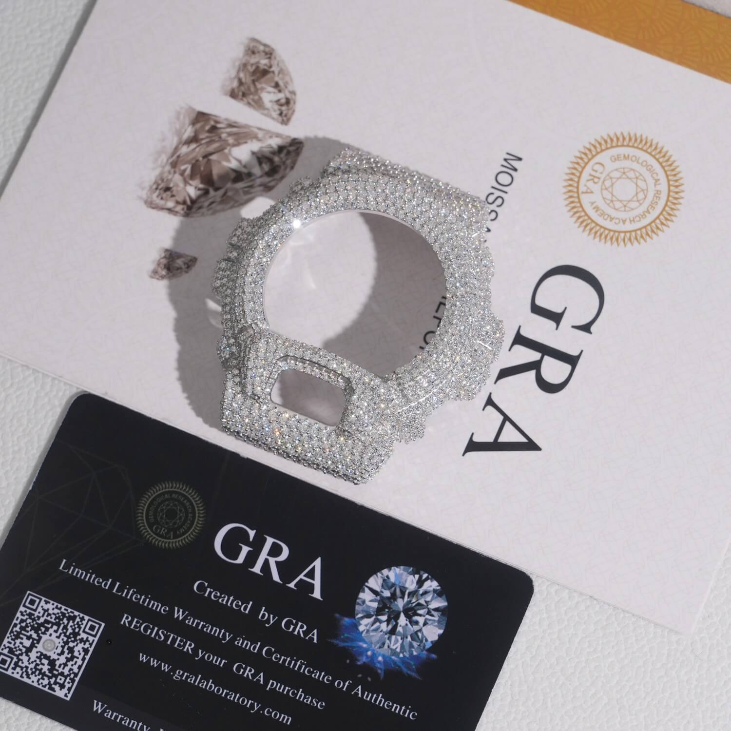 Iced Out D  Color Moissanite Flawless Clarity Bezel & Buckle Watch Case