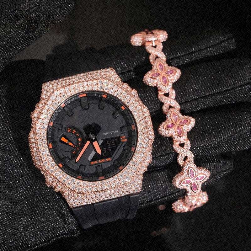 Custom GA2100 Buss Down Watch Bezel Moissanite Watch Case