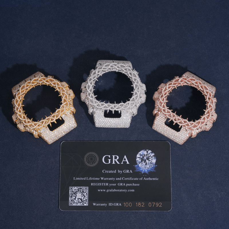 13.16CT Thorn Design Moissanite Diamond  Bezel for Casio G Shock DW6900 Watch Case