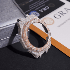 Premium Moissanite Watch Shell – 925 Silver Plated, Hand-Set Stones