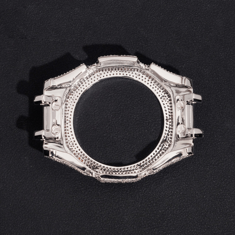 Premium Moissanite Watch Shell – 925 Silver Plated, Hand-Set Stones