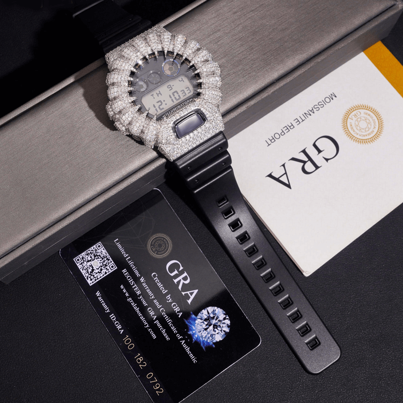 DIY Iced Out DW6900 Gold Plated 925 Silve Moissanite Case