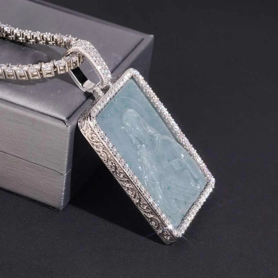 VVS Moissanite Iced Out Jade Jesus Pendant