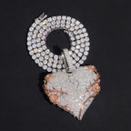 VVS Moissanite Heart-Shaped Rose and Thorn Pendant